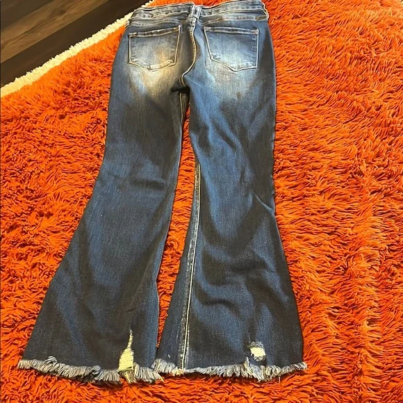 KanCan High Rise Flare Jeans with Vintage Distressing - Picture 3 of 4